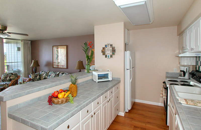 Vacation rental kitchen at Wailua Bay View Condos.