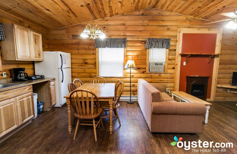 Cabin living room at Birchcliff Resort.