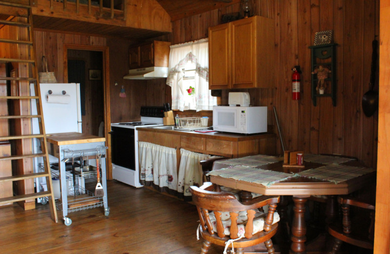 Cabin kitchen at Berry Creek Cabins.