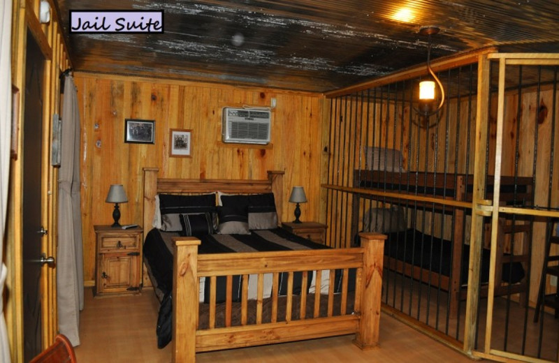 Jail suite at Diamonds Old West Cabins.