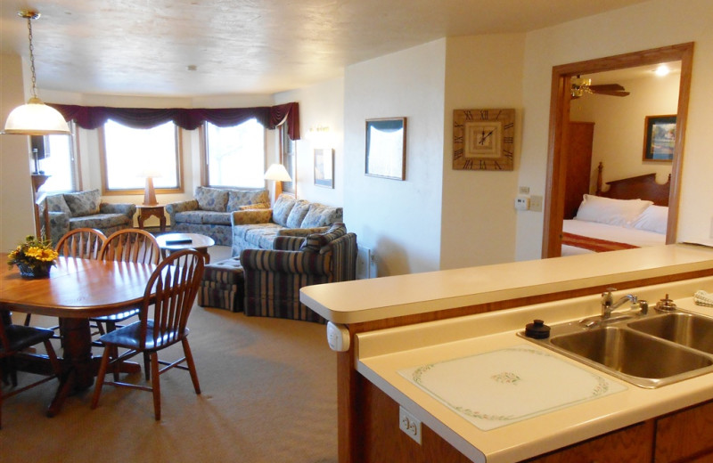 Guest room interior at Pheasant Park Resort.