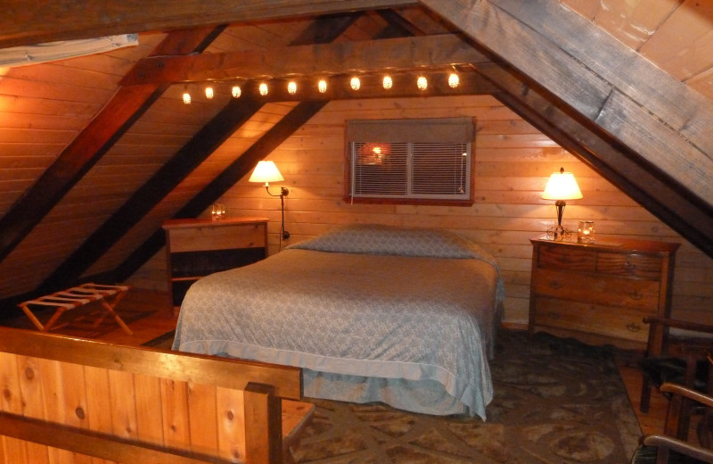 Guest room at Jasmer's Rainier Cabins & Fireplace Rooms.