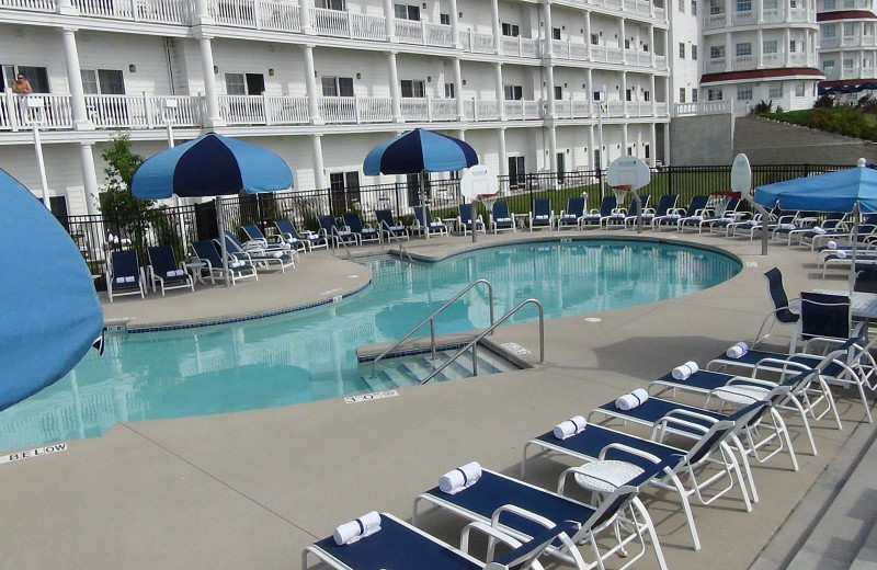 The outdoor pool at Blue Harbor Resort is open Memorial Day through Labor Day, weather permitting.