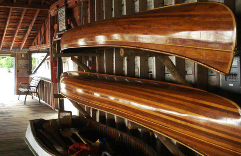 Canoes at Stout's Island Lodge.