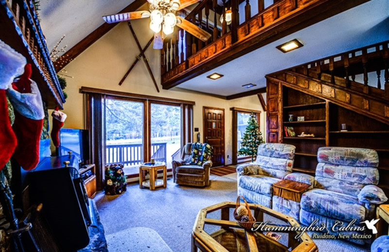 Living room at Hummingbird Cabins - Timberline Townhouse Vacation Rental