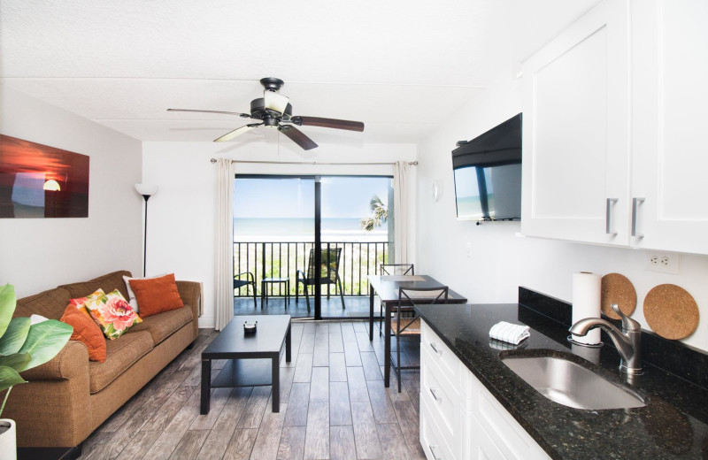 Guest room at Beacher's Lodge Oceanfront Suites.