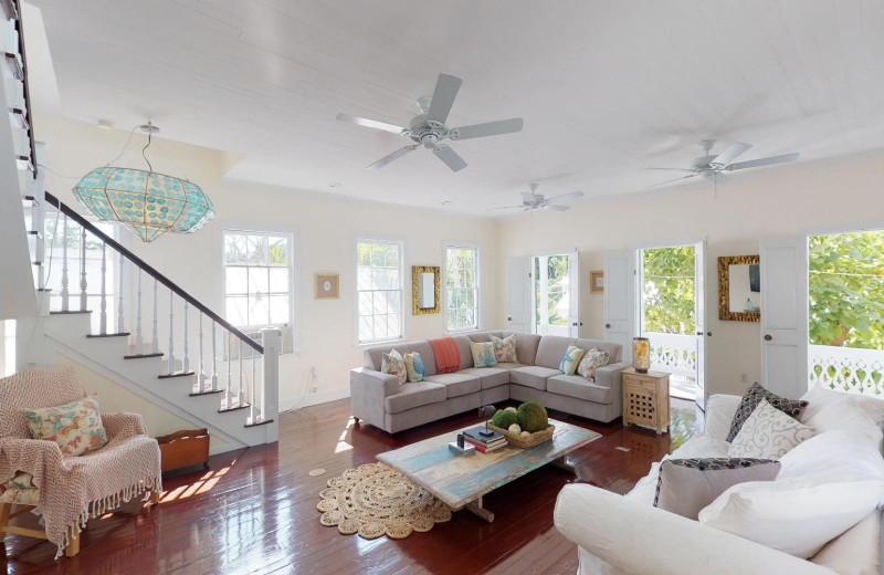 Rental living room at Preferred Properties Key West.