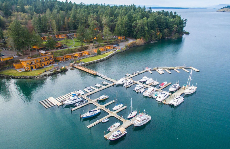 Aerial view of Snug Harbor Marina Resort.