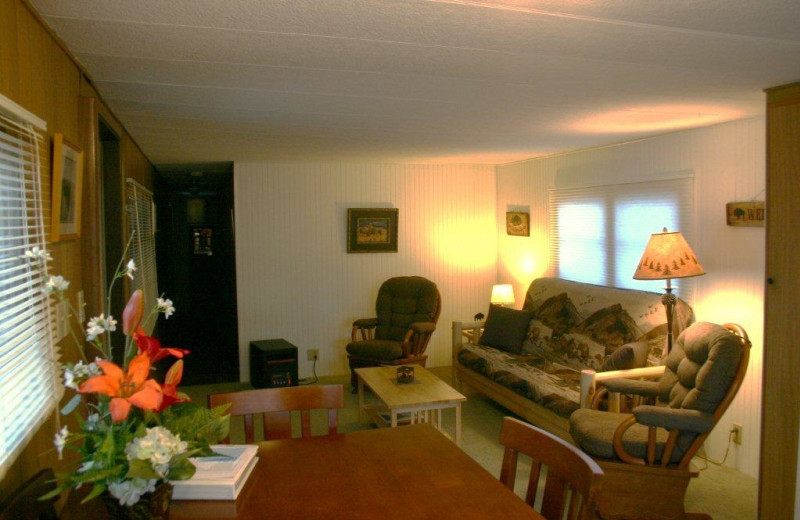 Living room at Yellowstone Wildlife Cabins.