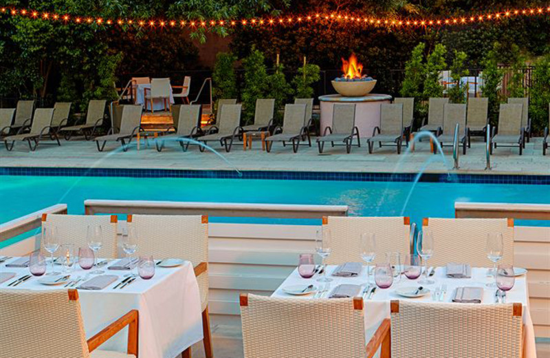 Outdoor pool and dining at The Fairmont Sonoma Mission Inn & Spa.