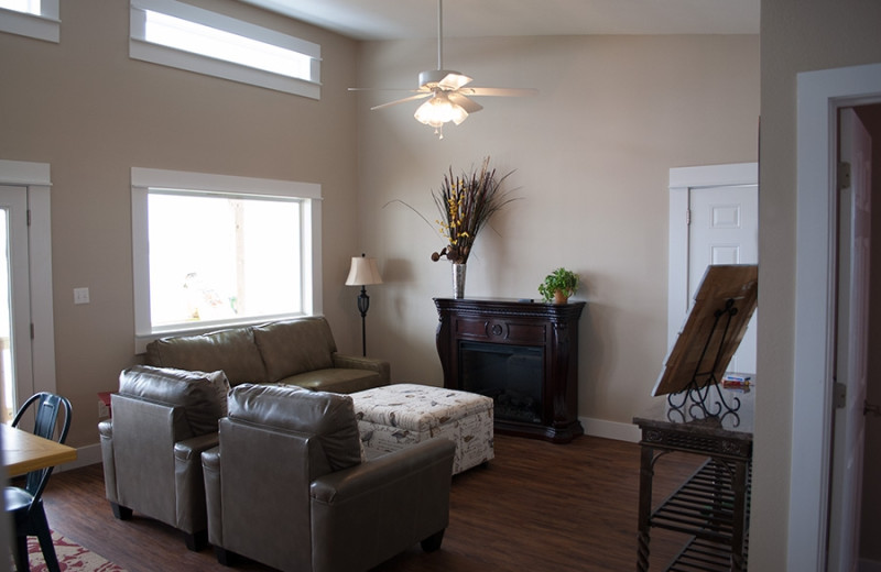 Cabin living room at D'Arbonne Pointe.