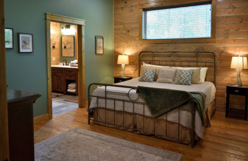 Rental bedroom at White Glove Luxury Cabins.