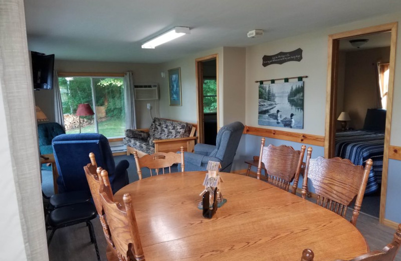 Cabin interior at Northern Lights Resort.