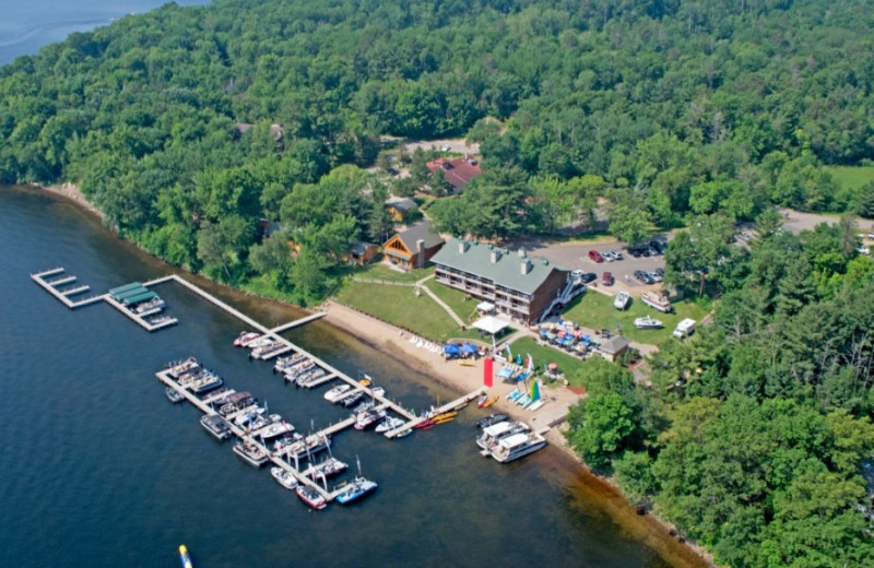 Aerial view of Quarterdeck Resort.