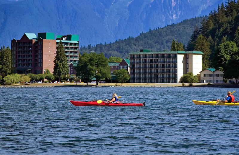 Exterior view of Harrison Hot Springs Resort & Spa.