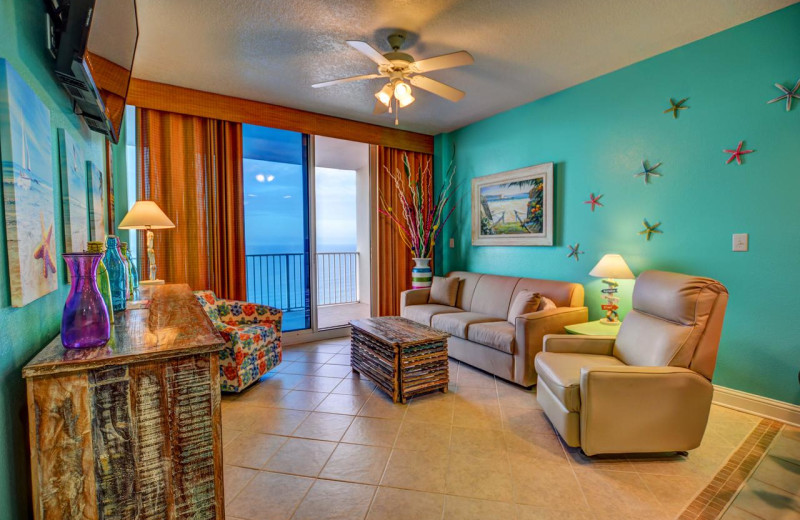 Rental living room at Luna Beach Properties.