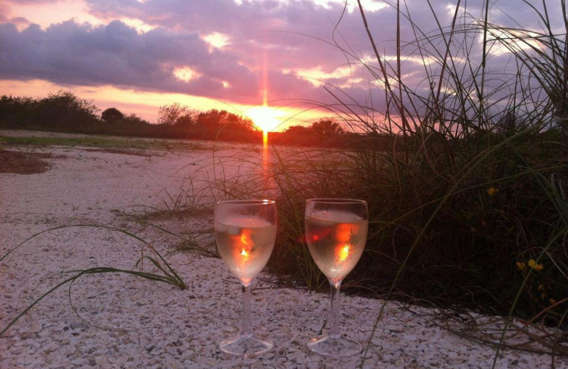 Beach sunset with drinks at Palm Island Resort.