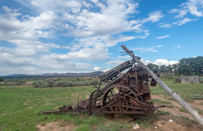 Old farm equipment at Cottonwood Meadow Lodge.