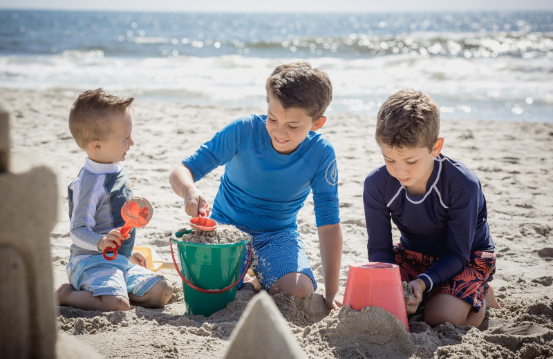 Building a sand castle at The Ritz-Carlton, Laguna Niguel.