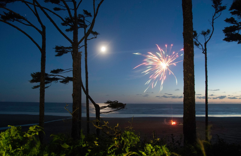 Beach fireworks at Seabrook Cottage Rentals.