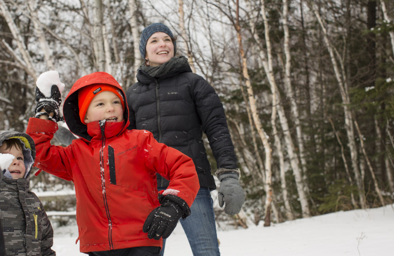 snowball fights at Skyport Lodge