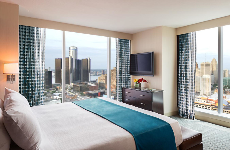 Guest room at Greektown Casino Hotel.