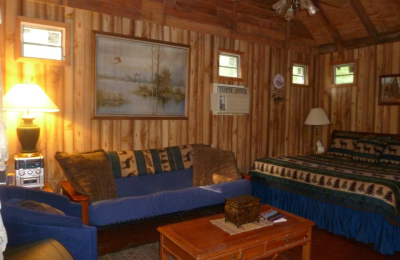 Cabin living room at Mountain Rest Cabins and Campground.