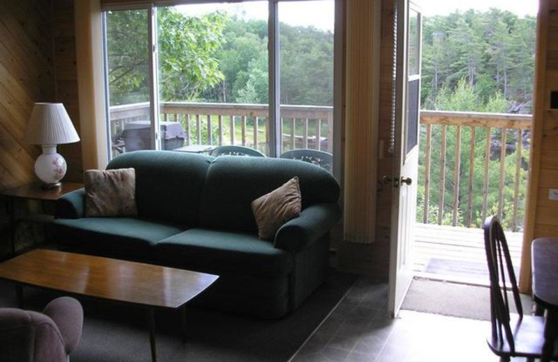 Cabin living room at Pleasant Cove Resort.