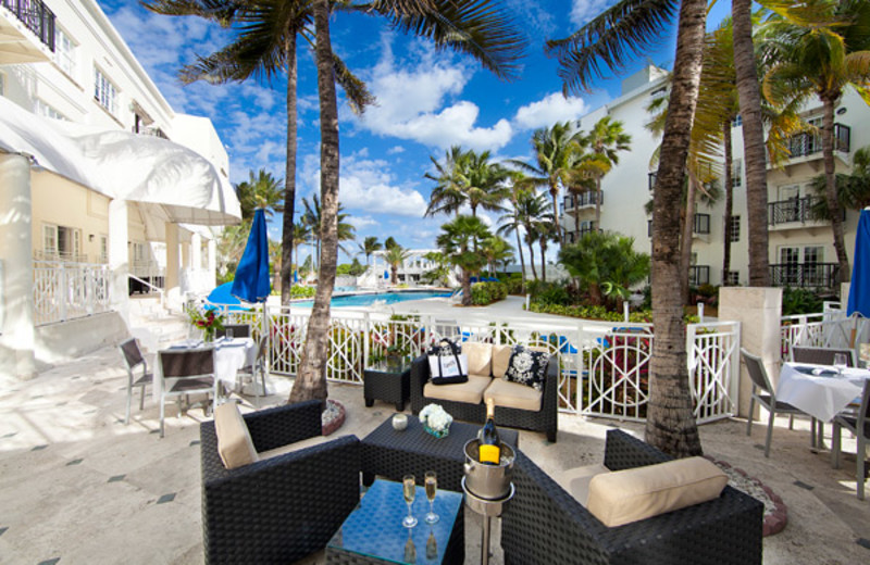 Outdoor lounge at The Savoy Hotel on South Beach.