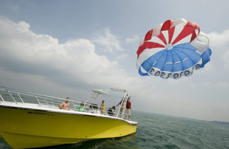 Boating activities at ParkShore Resort.