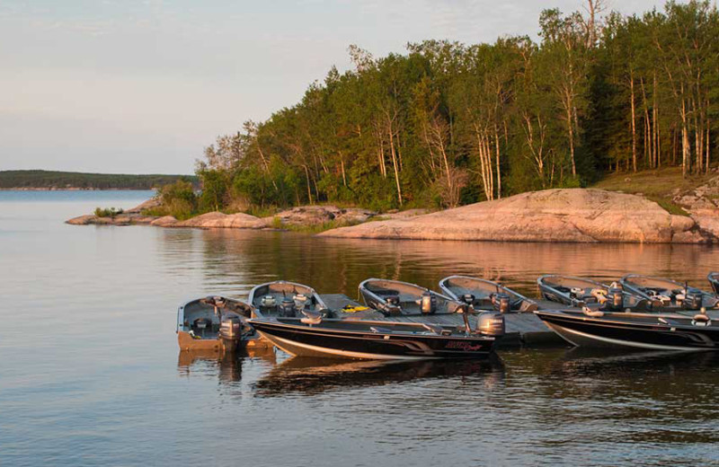 Boats at Tetu Island Lodge.