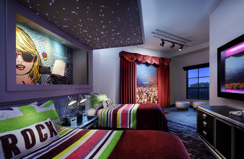 Guest room at Hard Rock Hotel Universal Orlando Resort.