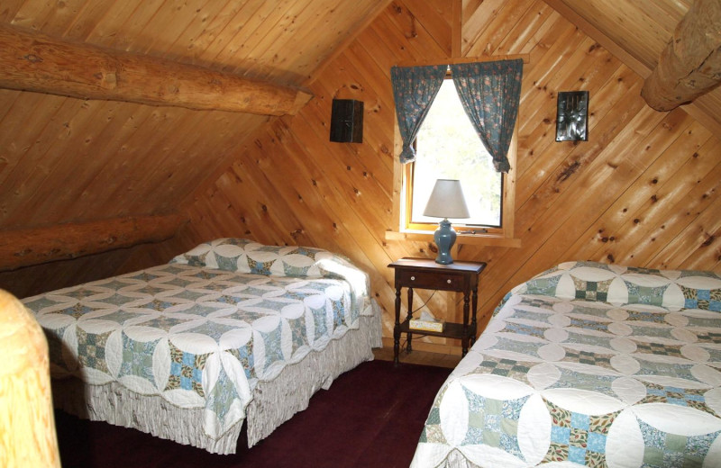 Cabin bedroom at Heston's Lodge.