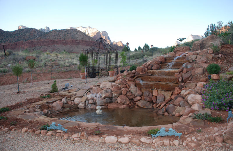 Koi pond at Novel House Inn at Zion.