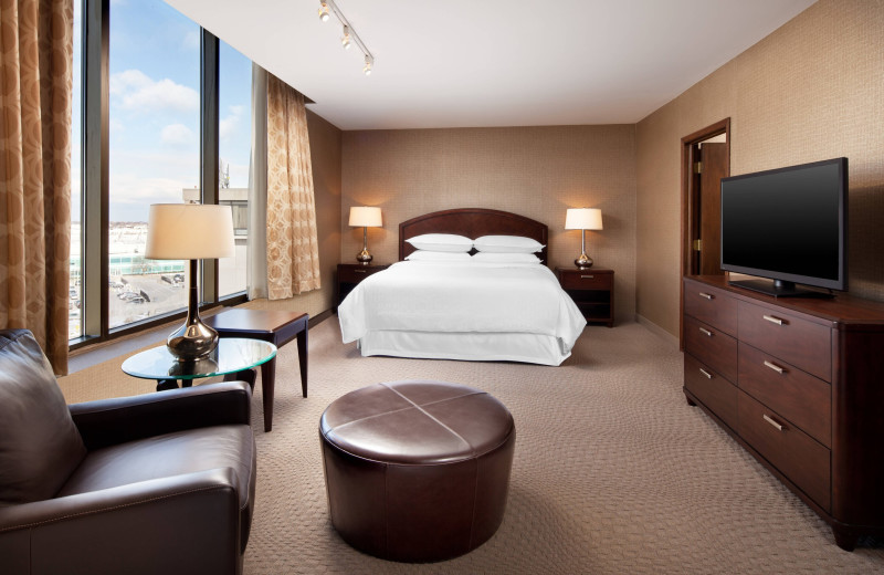 Guest room at Sheraton Cleveland Airport Hotel.