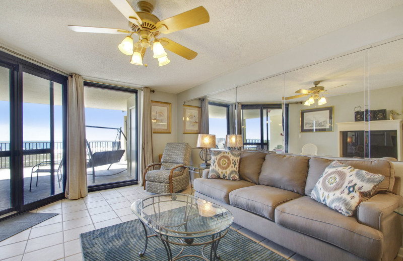 Rental living room at Gulf Coast Beach Getaways.