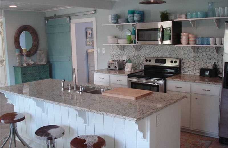 Kitchen at Turtle Rock Cottage on Lake LBJ.