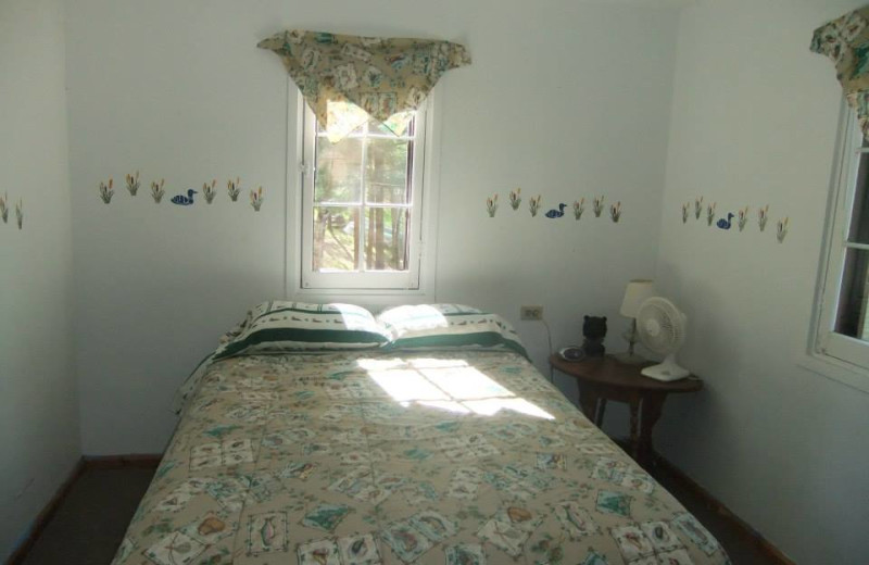 Cabin bedroom at Echo Bay Resort.