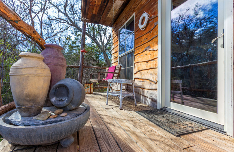 Cabin deck at Creekside Camp & Cabins.