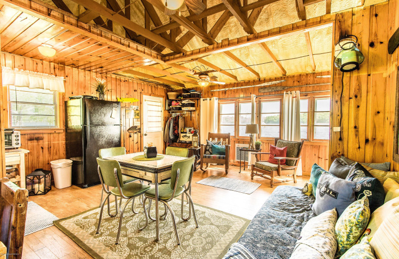 Cabin interior at Sybil Shores Resort.