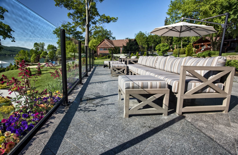 Patio at The Lodges at Cresthaven on Lake George.