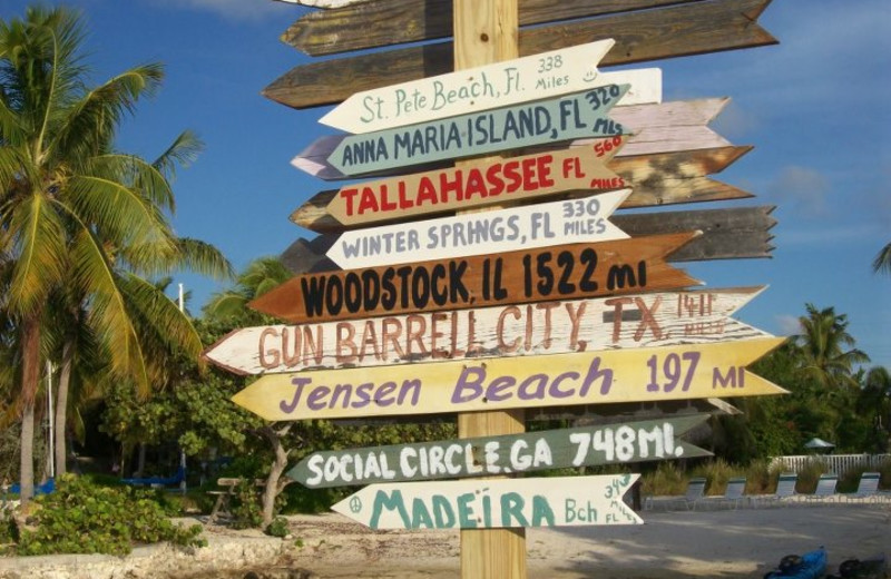 Resort beach signs at Coral Bay Resort. 