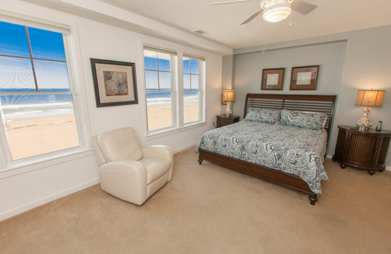 Rental bedroom at Sanctuary Vacation Rentals at Sandbridge.