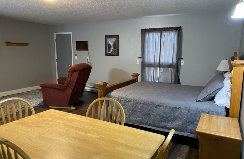 Cabin interior at Pelican Motel.