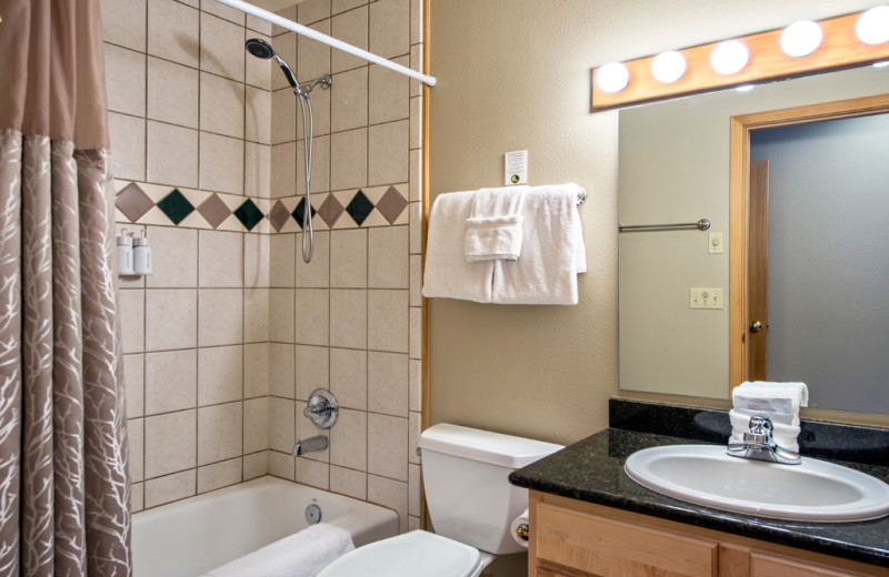 Guest bathroom at Grand Timber Lodge.