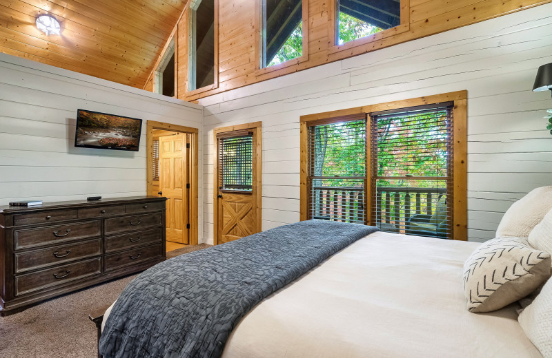 Rental bedroom at Aunt Bug's Cabin Rentals, LLC.