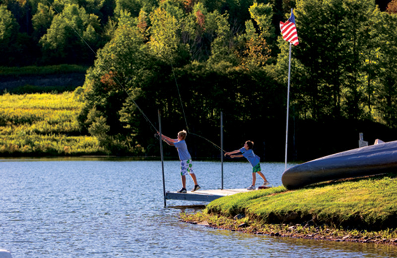 The dock at Hope Lake Lodge & Indoor Waterpark.