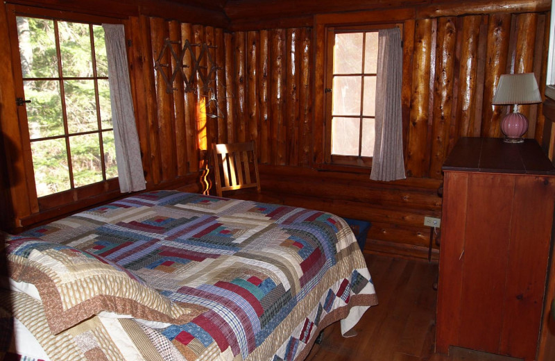 Cabin bedroom at Heston's Lodge.