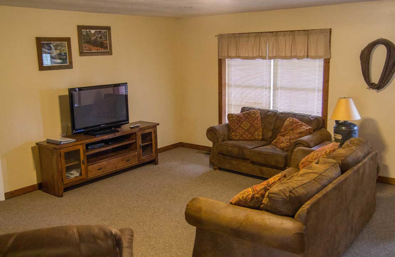 Cabin living room at Willowbrook Cabins.