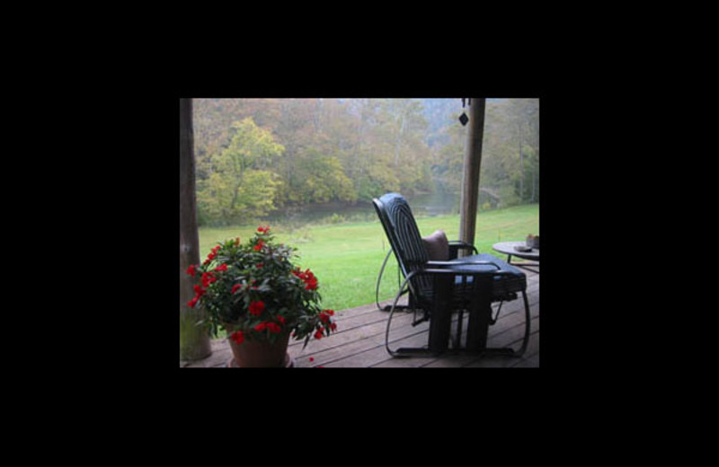 Cabin porch at Bare Farm Cabin.